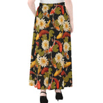 Koi Carp And Lotus Pattern Print Chiffon Maxi Skirt