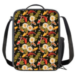 Koi Carp And Lotus Pattern Print Crossbody Lunch Bag