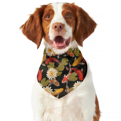 Koi Carp And Lotus Pattern Print Dog Bandana
