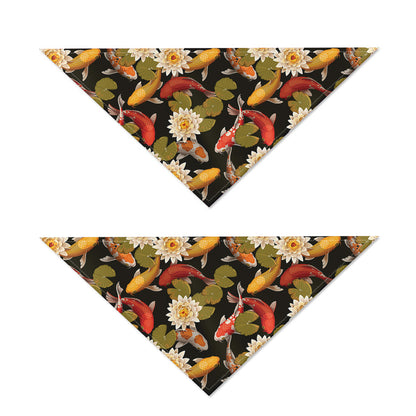 Koi Carp And Lotus Pattern Print Dog Bandana