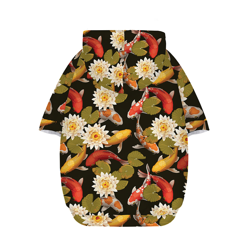 Koi Carp And Lotus Pattern Print Dog Zip Up Hoodie