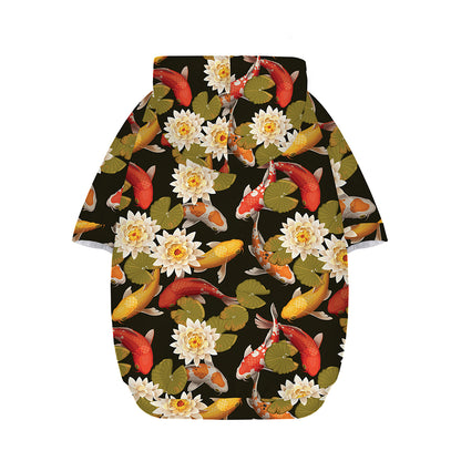 Koi Carp And Lotus Pattern Print Dog Zip Up Hoodie
