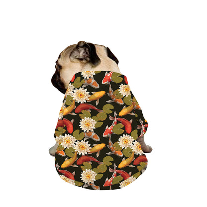Koi Carp And Lotus Pattern Print Dog Zip Up Jacket