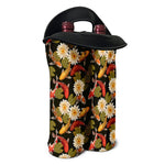 Koi Carp And Lotus Pattern Print Double Neoprene Wine Tote
