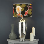 Koi Carp And Lotus Pattern Print Drum Lamp Shade