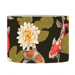 Koi Carp And Lotus Pattern Print Drum Lamp Shade