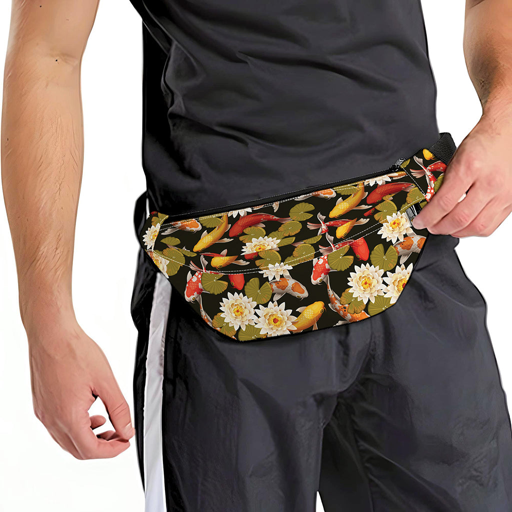 Koi Carp And Lotus Pattern Print Fanny Pack