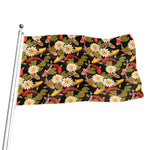 Koi Carp And Lotus Pattern Print Flag
