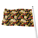 Koi Carp And Lotus Pattern Print Flag