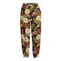 Koi Carp And Lotus Pattern Print Fleece Lined Knit Pants