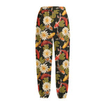 Koi Carp And Lotus Pattern Print Fleece Lined Knit Pants