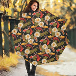 Koi Carp And Lotus Pattern Print Foldable Umbrella