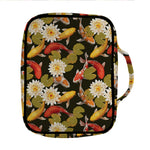 Koi Carp And Lotus Pattern Print Front Pocket Bible Bag