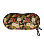 Koi Carp And Lotus Pattern Print Glasses Case