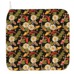 Koi Carp And Lotus Pattern Print Hand Towel