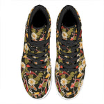 Koi Carp And Lotus Pattern Print High Top Leather Sneakers
