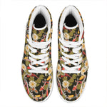 Koi Carp And Lotus Pattern Print High Top Leather Sneakers