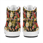 Koi Carp And Lotus Pattern Print High Top Leather Sneakers