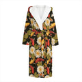 Koi Carp And Lotus Pattern Print Hooded Bathrobe