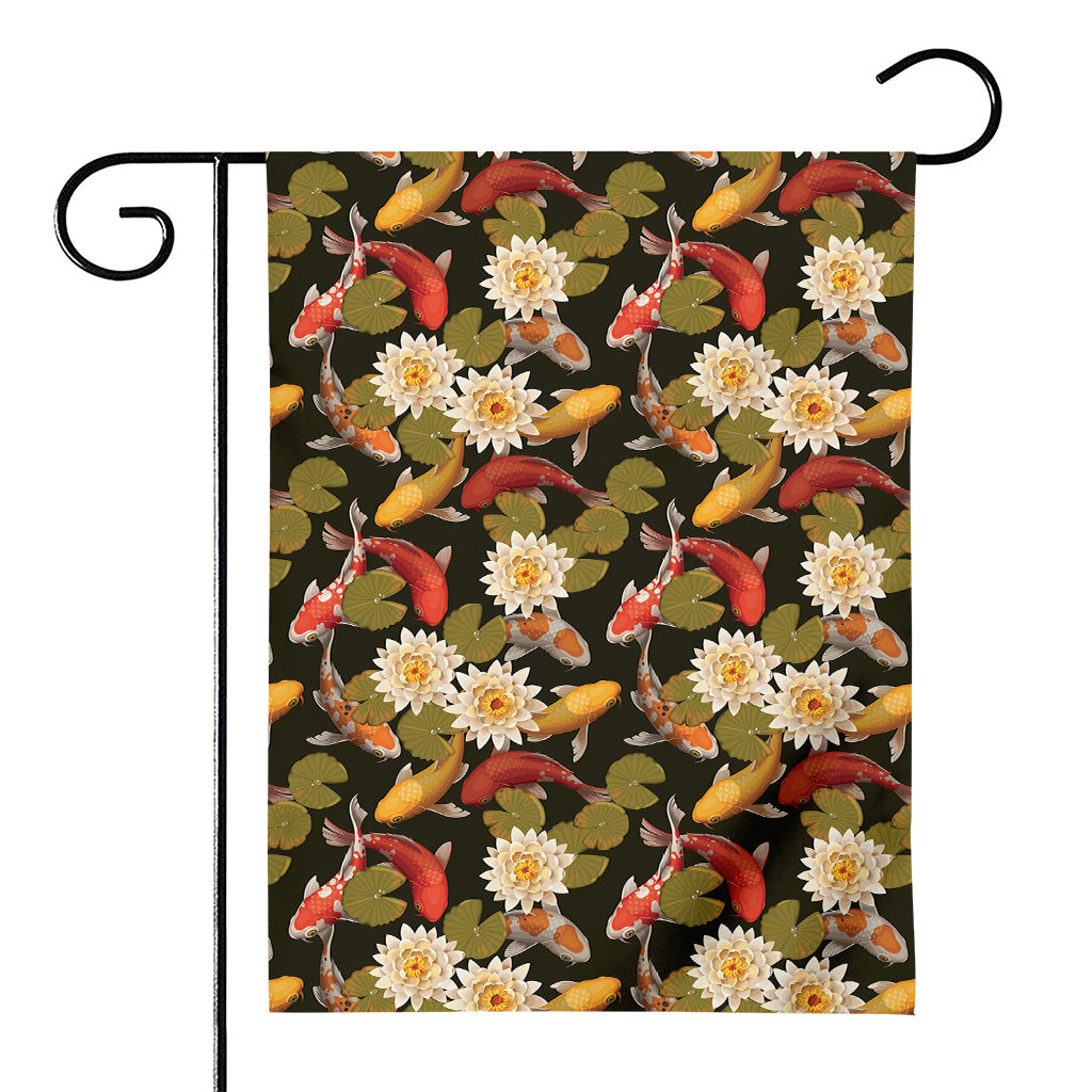 Koi Carp And Lotus Pattern Print House Flag