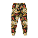 Koi Carp And Lotus Pattern Print Jogger Pants