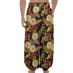 Koi Carp And Lotus Pattern Print Lantern Pants