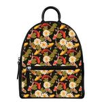 Koi Carp And Lotus Pattern Print Leather Backpack