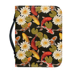 Koi Carp And Lotus Pattern Print Leather Bible Cover