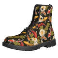 Koi Carp And Lotus Pattern Print Lace-Up Boots
