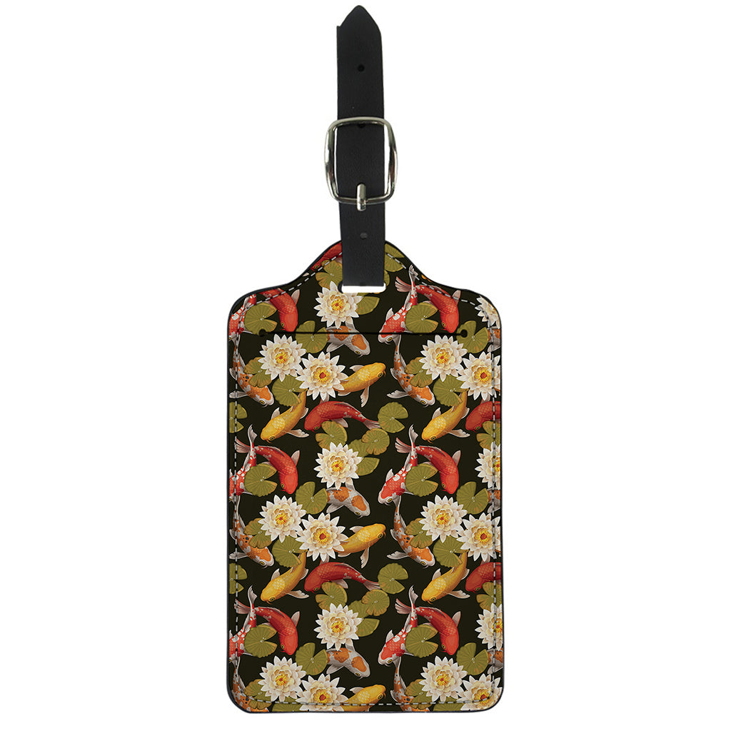 Koi Carp And Lotus Pattern Print Luggage Tag