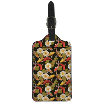 Koi Carp And Lotus Pattern Print Luggage Tag