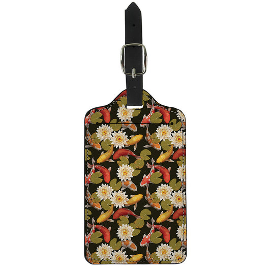 Koi Carp And Lotus Pattern Print Luggage Tag
