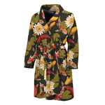 Koi Carp And Lotus Pattern Print Men's Bathrobe