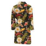 Koi Carp And Lotus Pattern Print Men's Bathrobe