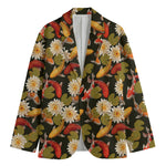 Koi Carp And Lotus Pattern Print Men's Blazer