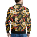 Koi Carp And Lotus Pattern Print Men's Bomber Jacket