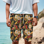 Koi Carp And Lotus Pattern Print Men's Cargo Shorts