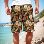 Koi Carp And Lotus Pattern Print Men's Cargo Shorts