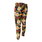 Koi Carp And Lotus Pattern Print Men's Compression Pants