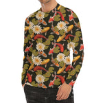 Koi Carp And Lotus Pattern Print Men's Long Sleeve Rash Guard