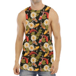 Koi Carp And Lotus Pattern Print Men's Muscle Tank Top