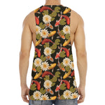Koi Carp And Lotus Pattern Print Men's Muscle Tank Top