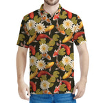 Koi Carp And Lotus Pattern Print Men's Polo Shirt