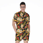 Koi Carp And Lotus Pattern Print Men's Rompers