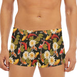 Koi Carp And Lotus Pattern Print Men's Short Boxer Briefs