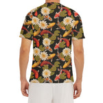 Koi Carp And Lotus Pattern Print Men's Short Sleeve Rash Guard