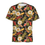 Koi Carp And Lotus Pattern Print Men's Sports T-Shirt