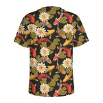 Koi Carp And Lotus Pattern Print Men's Sports T-Shirt