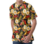 Koi Carp And Lotus Pattern Print Men's Velvet T-Shirt