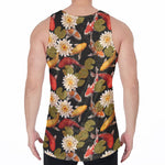 Koi Carp And Lotus Pattern Print Men's Velvet Tank Top
